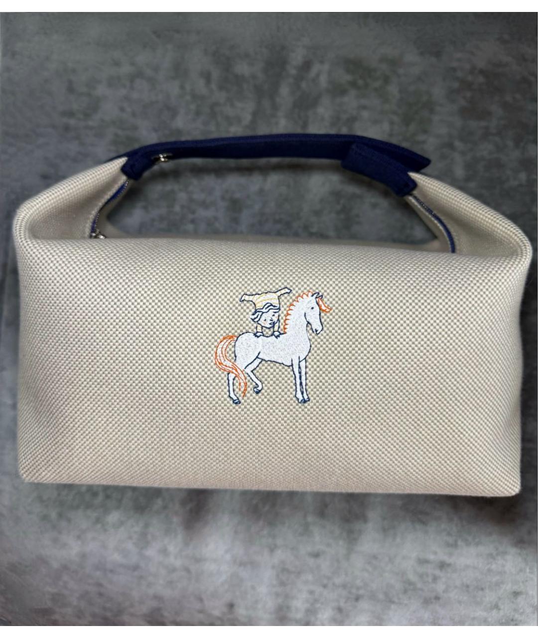 HERMES Серая хлопковая косметичка, фото 5
