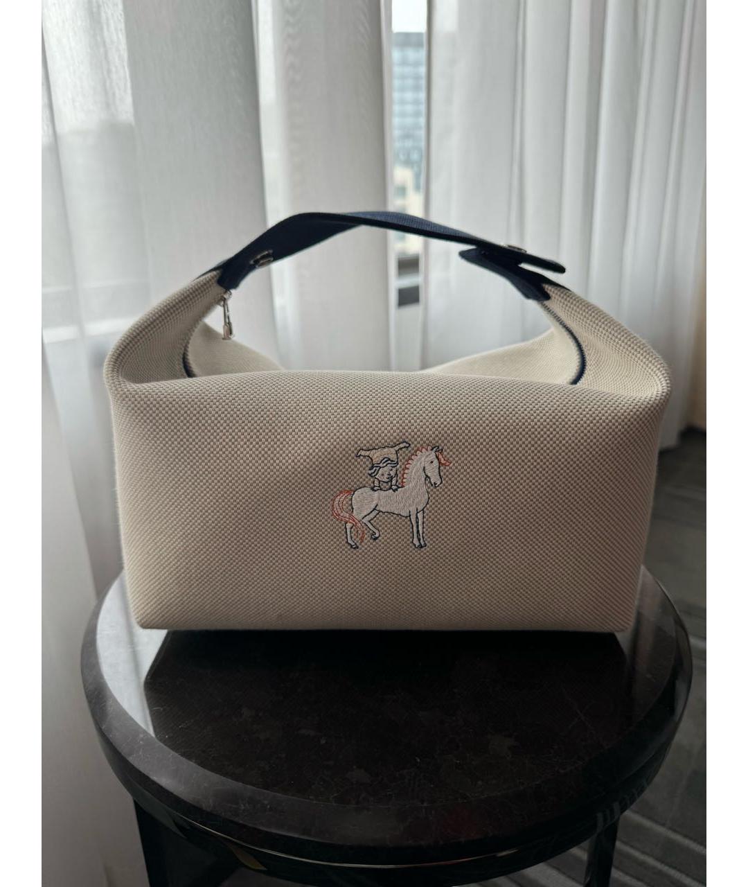 HERMES Серая хлопковая косметичка, фото 2