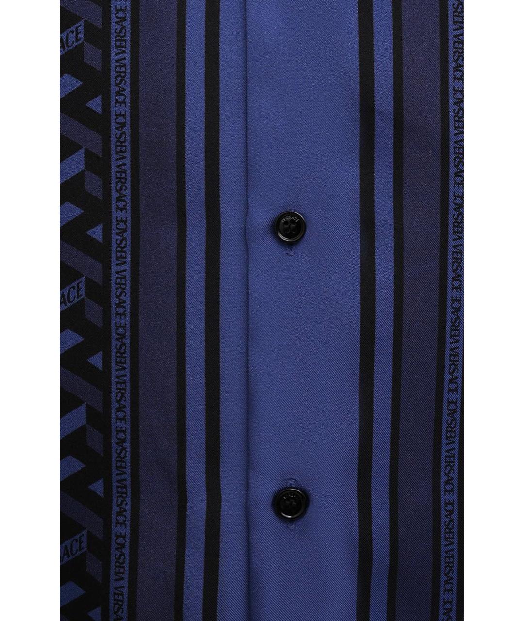 VERSACE Темно-синяя шелковая кэжуал рубашка, фото 3