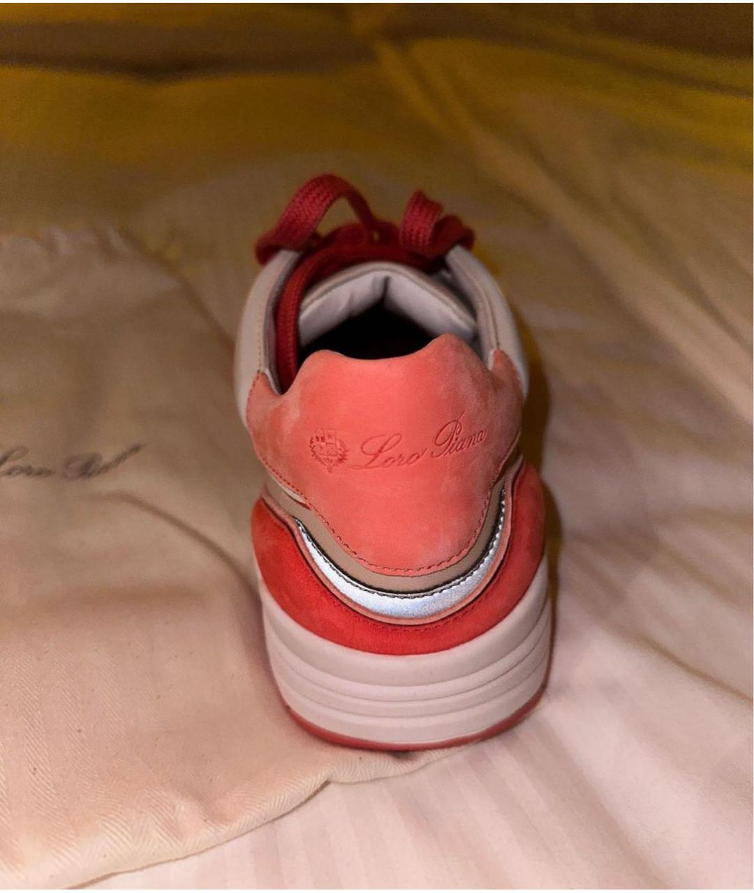 LORO PIANA Розовые кожаные кроссовки, фото 4