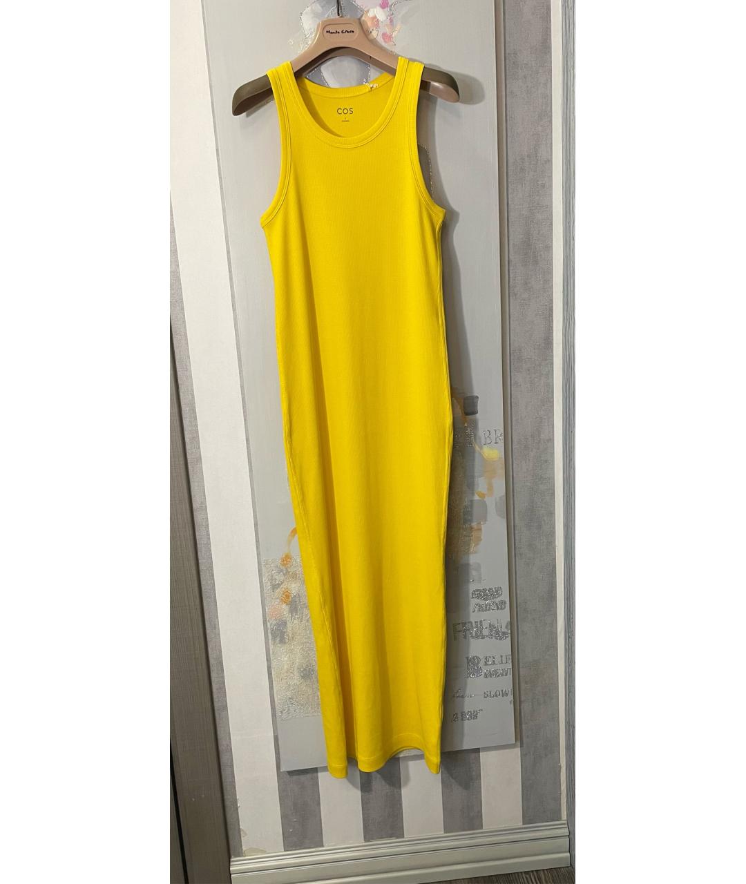 COS Желтое хлопко-эластановое повседневное платье, фото 9