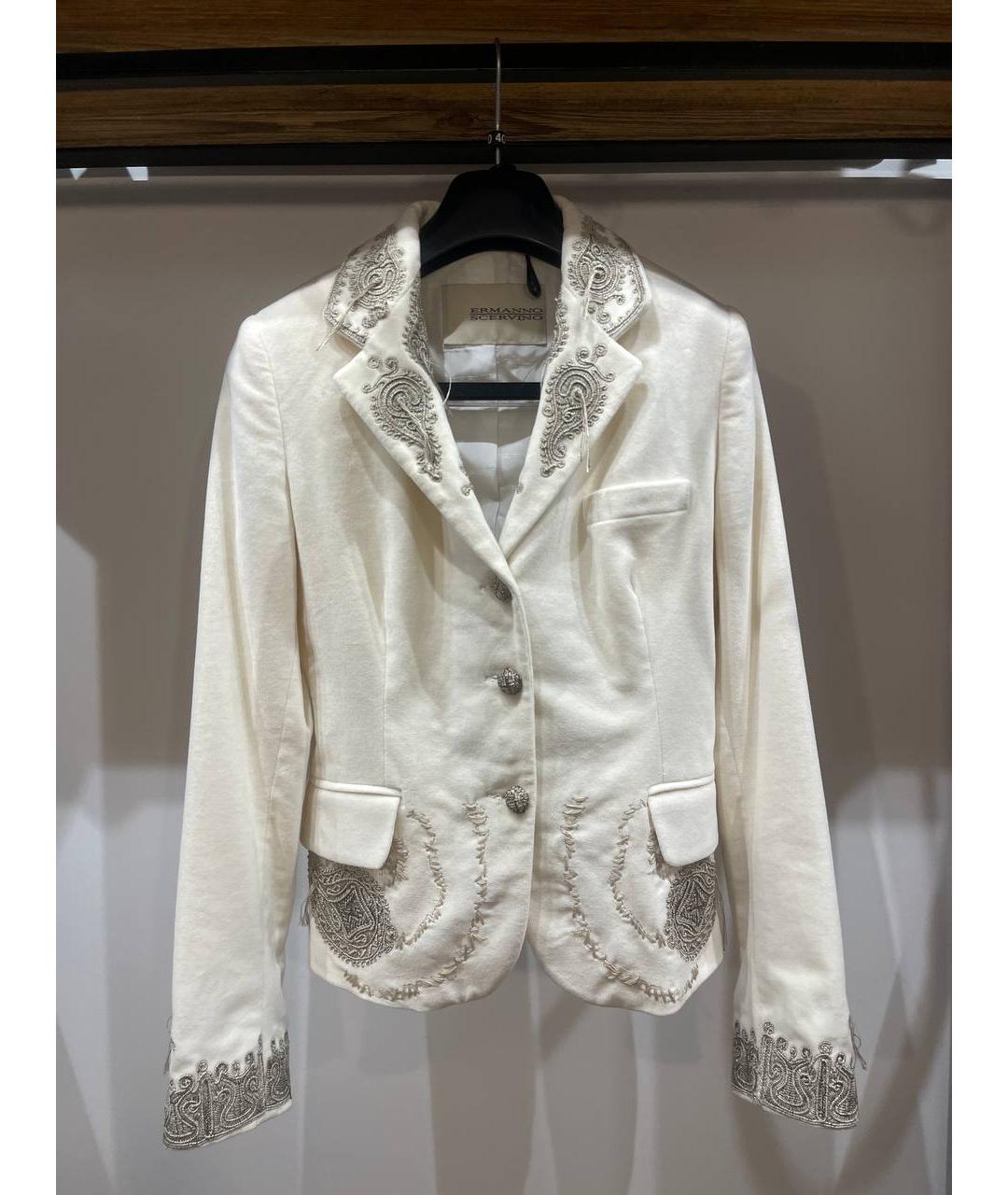 ERMANNO SCERVINO Белый хлопковый жакет/пиджак, фото 5