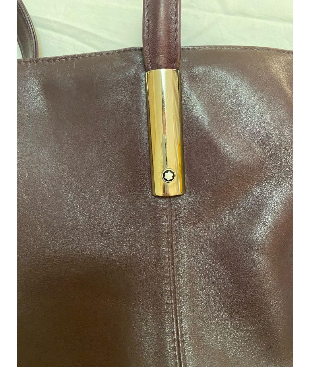 MONTBLANC Бордовая кожаная сумка с короткими ручками, фото 5