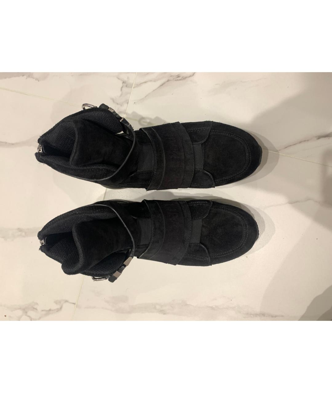 BALMAIN Черные замшевые высокие кроссовки / кеды, фото 2
