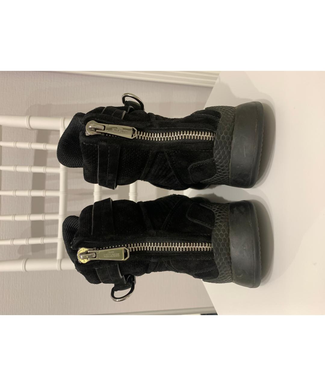 BALMAIN Черные замшевые высокие кроссовки / кеды, фото 4