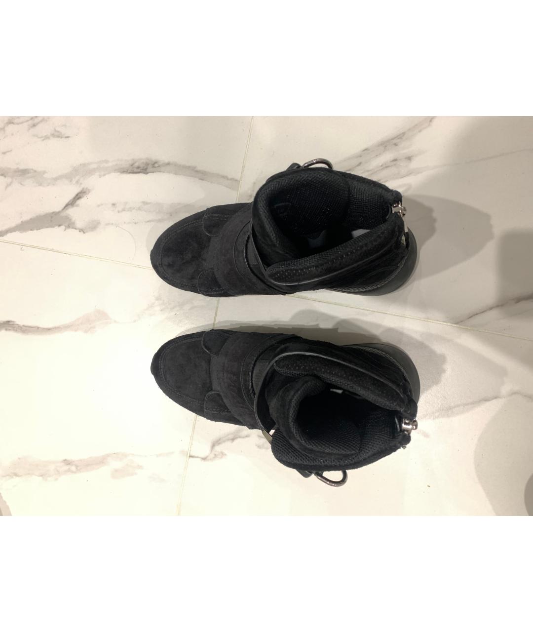 BALMAIN Черные замшевые высокие кроссовки / кеды, фото 3