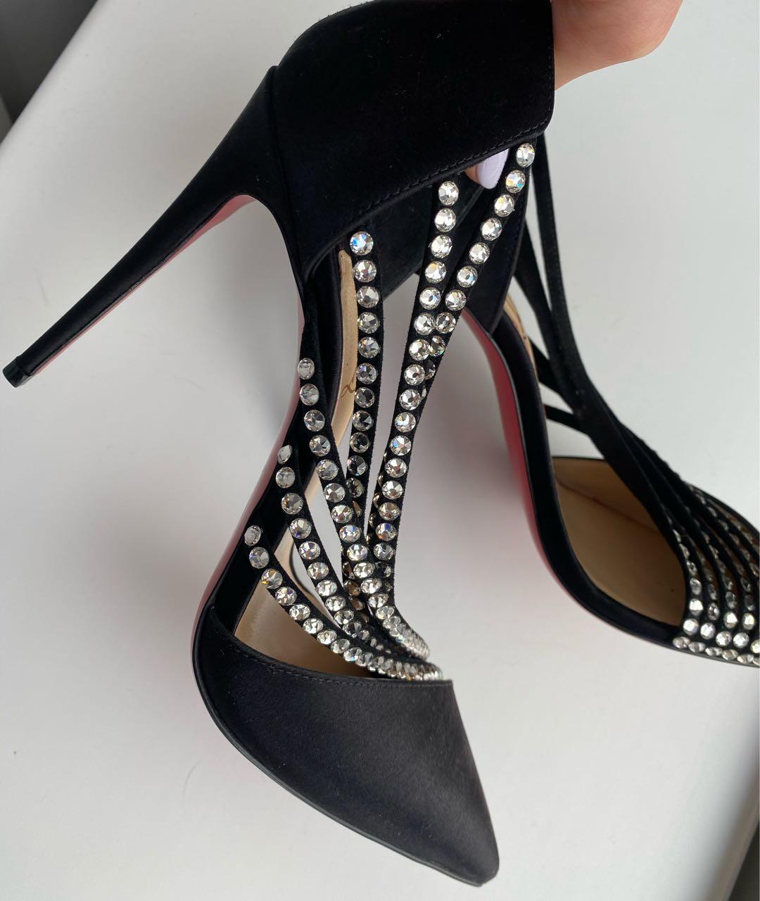 CHRISTIAN LOUBOUTIN Черные текстильные туфли, фото 5