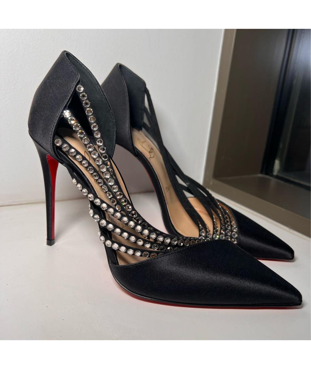 CHRISTIAN LOUBOUTIN Черные текстильные туфли, фото 2