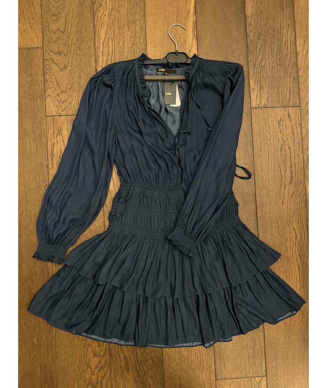 MAJE Темно-синее полиэстеровое повседневное платье, фото 3