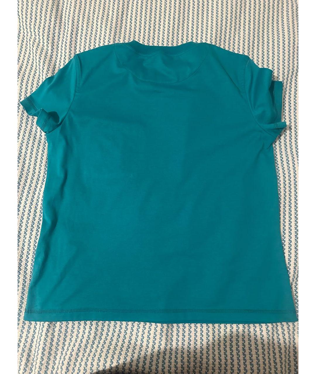 HERMES PRE-OWNED Бирюзовая хлопковая футболка, фото 2