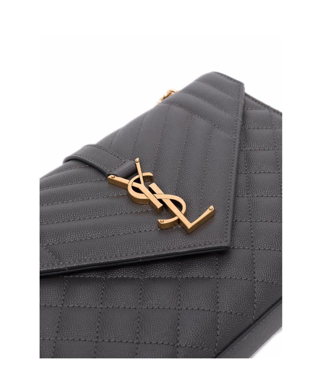 SAINT LAURENT Серебряная кожаная сумка через плечо, фото 4