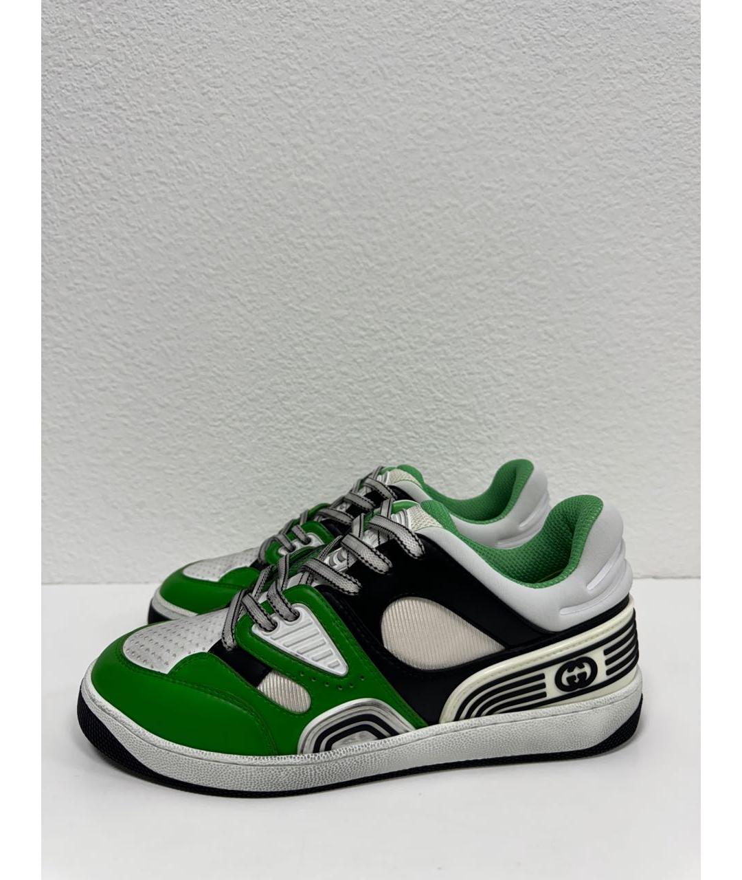 GUCCI Зеленые кожаные кроссовки, фото 2