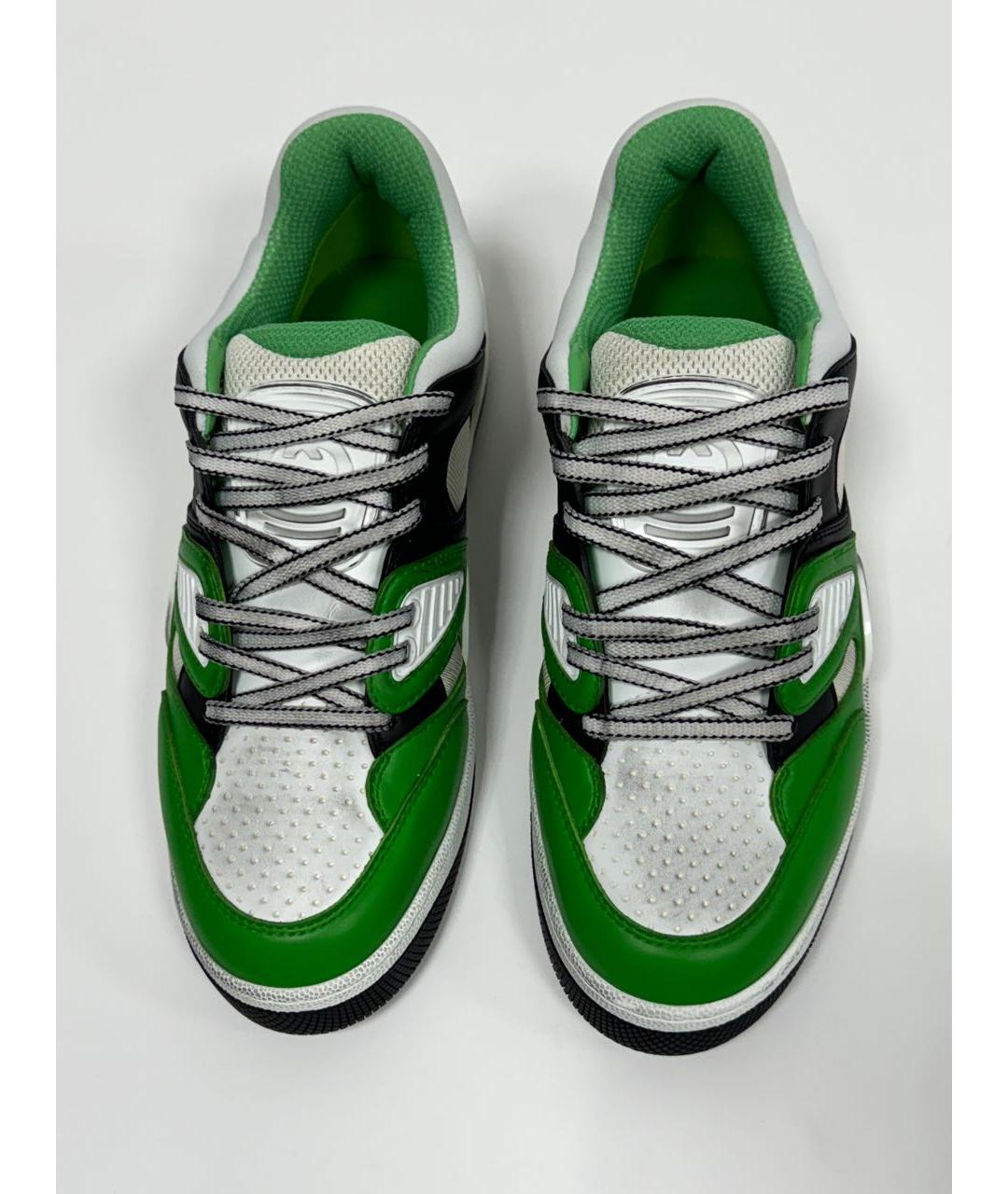 GUCCI Зеленые кожаные низкие кроссовки / кеды, фото 4