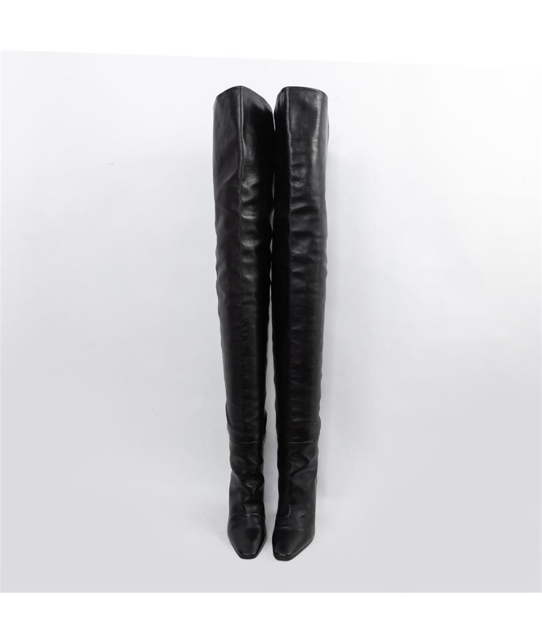 SAINT LAURENT Черные кожаные ботфорты, фото 3