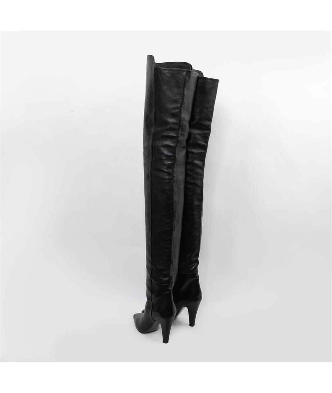 SAINT LAURENT Черные кожаные ботфорты, фото 4