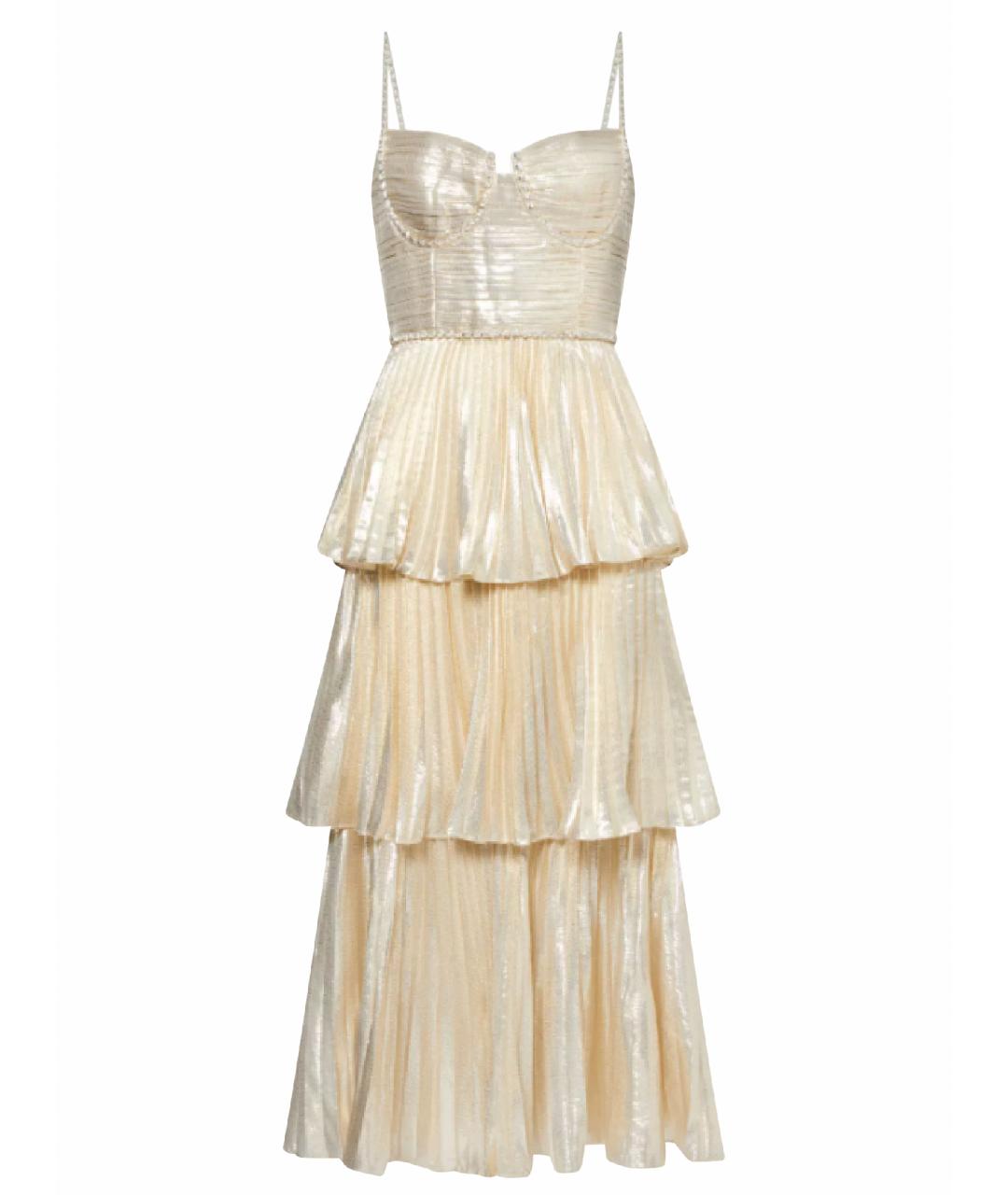 SELF-PORTRAIT Золотое вискозное коктейльное платье, фото 1