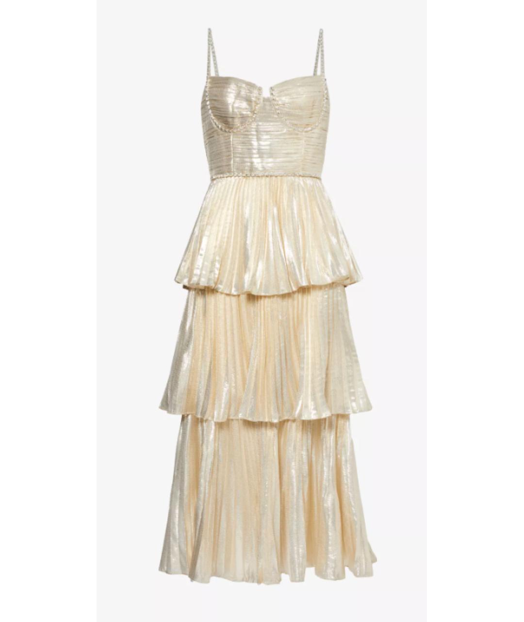 SELF-PORTRAIT Золотое вискозное коктейльное платье, фото 6
