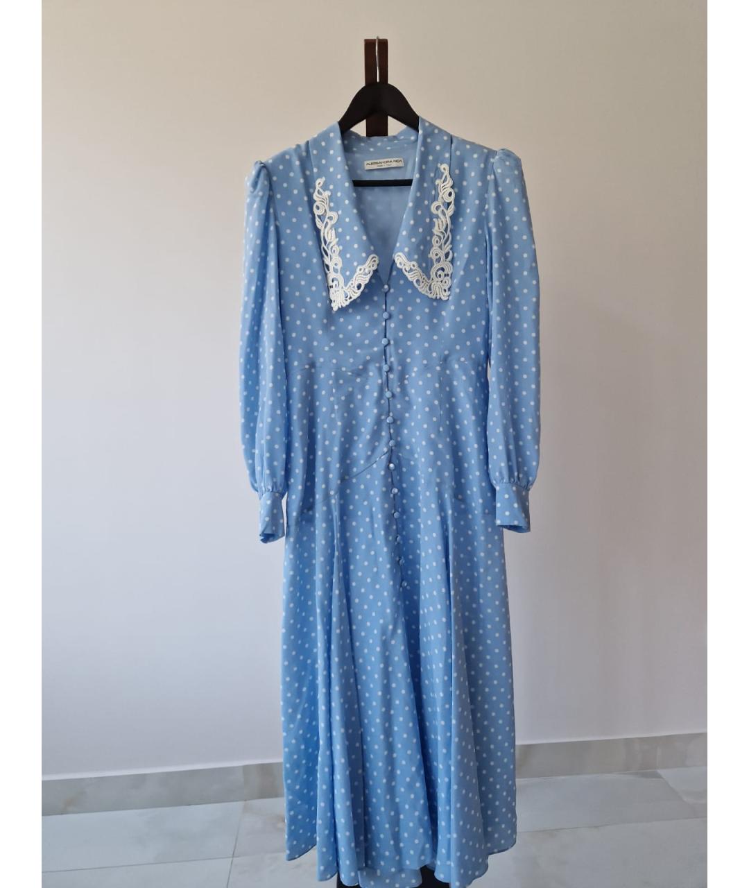 ALESSANDRA RICH Голубое шелковое платье, фото 4