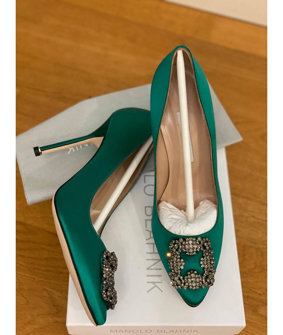 MANOLO BLAHNIK Зеленые текстильные туфли, фото 3