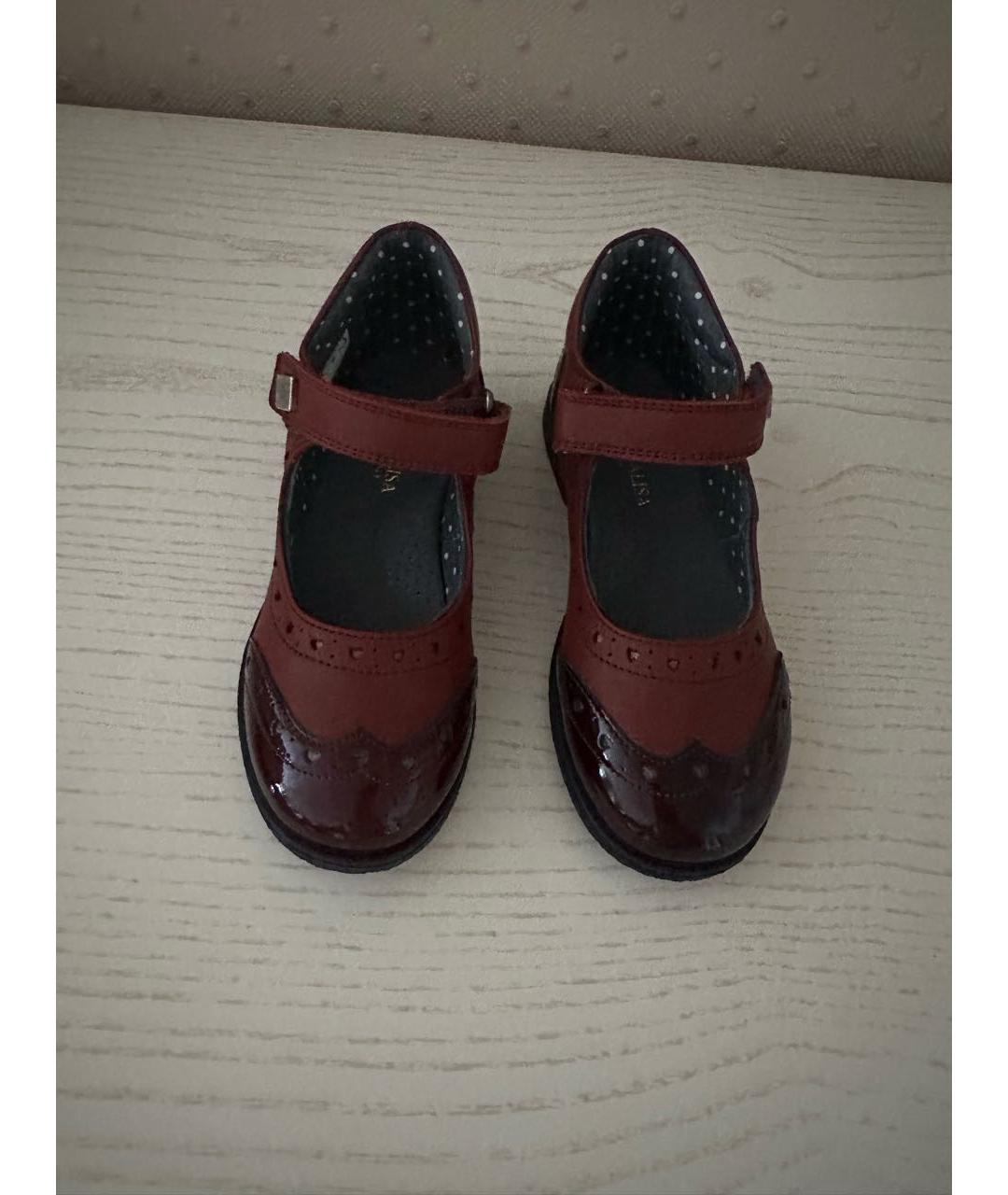 MONNALISA Бордовые кожаные туфли, фото 2