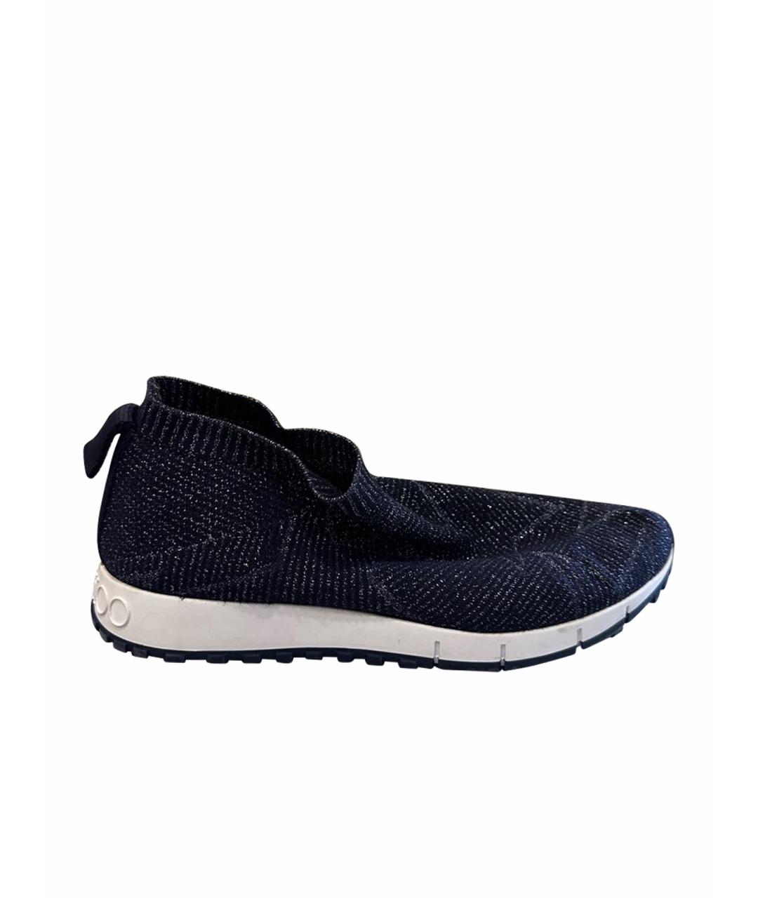 JIMMY CHOO Темно-синие текстильные кроссовки, фото 1