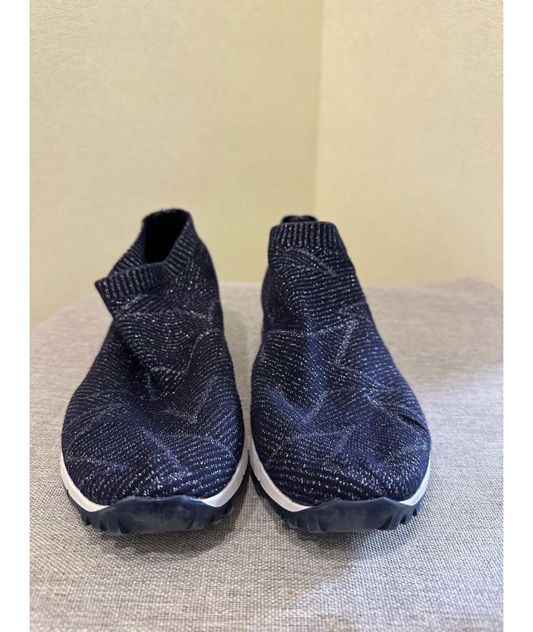 JIMMY CHOO Темно-синие текстильные кроссовки, фото 2