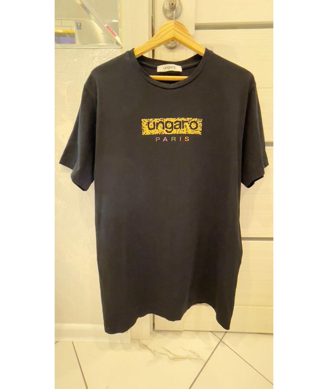 EMANUEL UNGARO Черная хлопковая футболка, фото 6