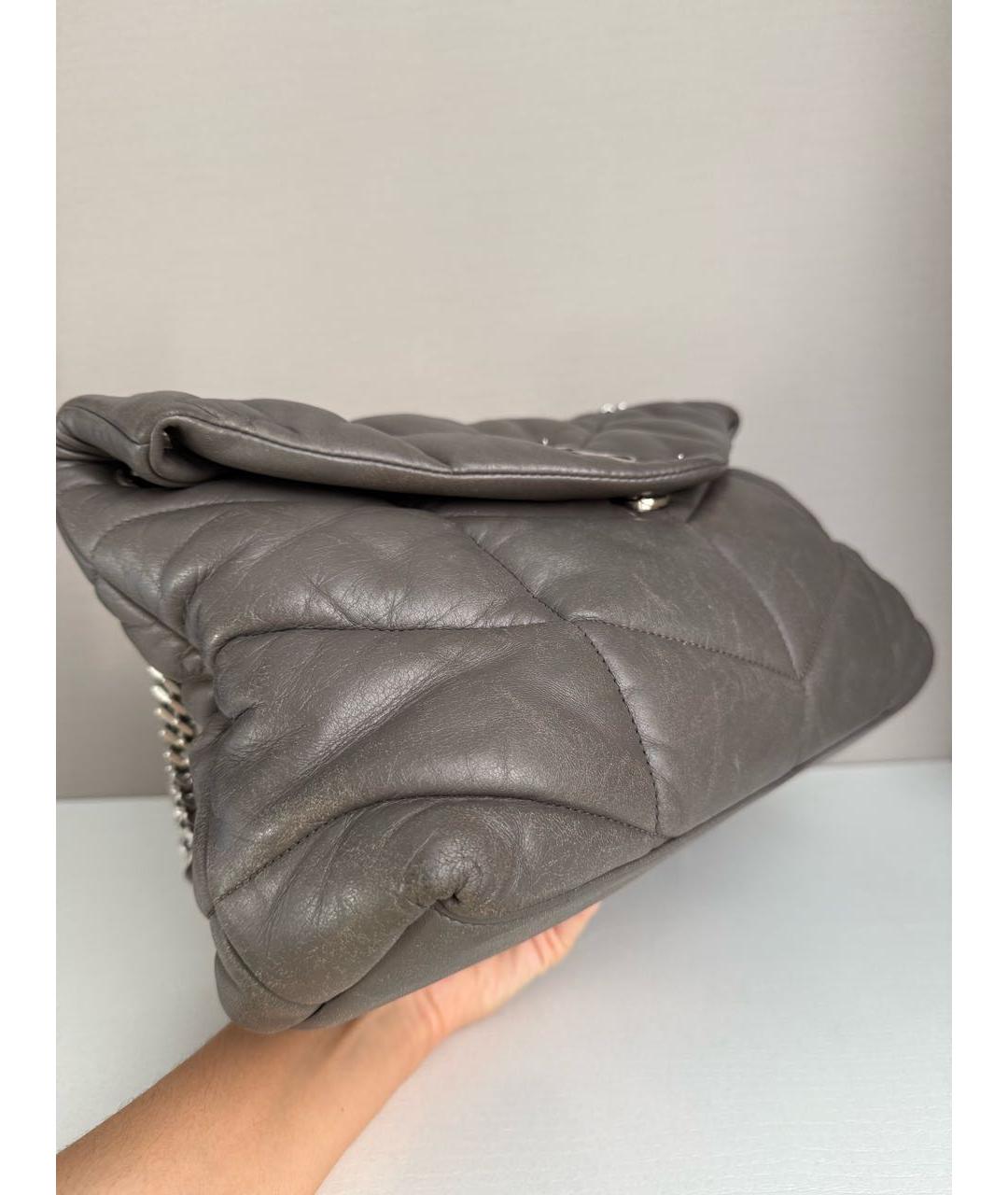 SAINT LAURENT Антрацитовая кожаная сумка через плечо, фото 8