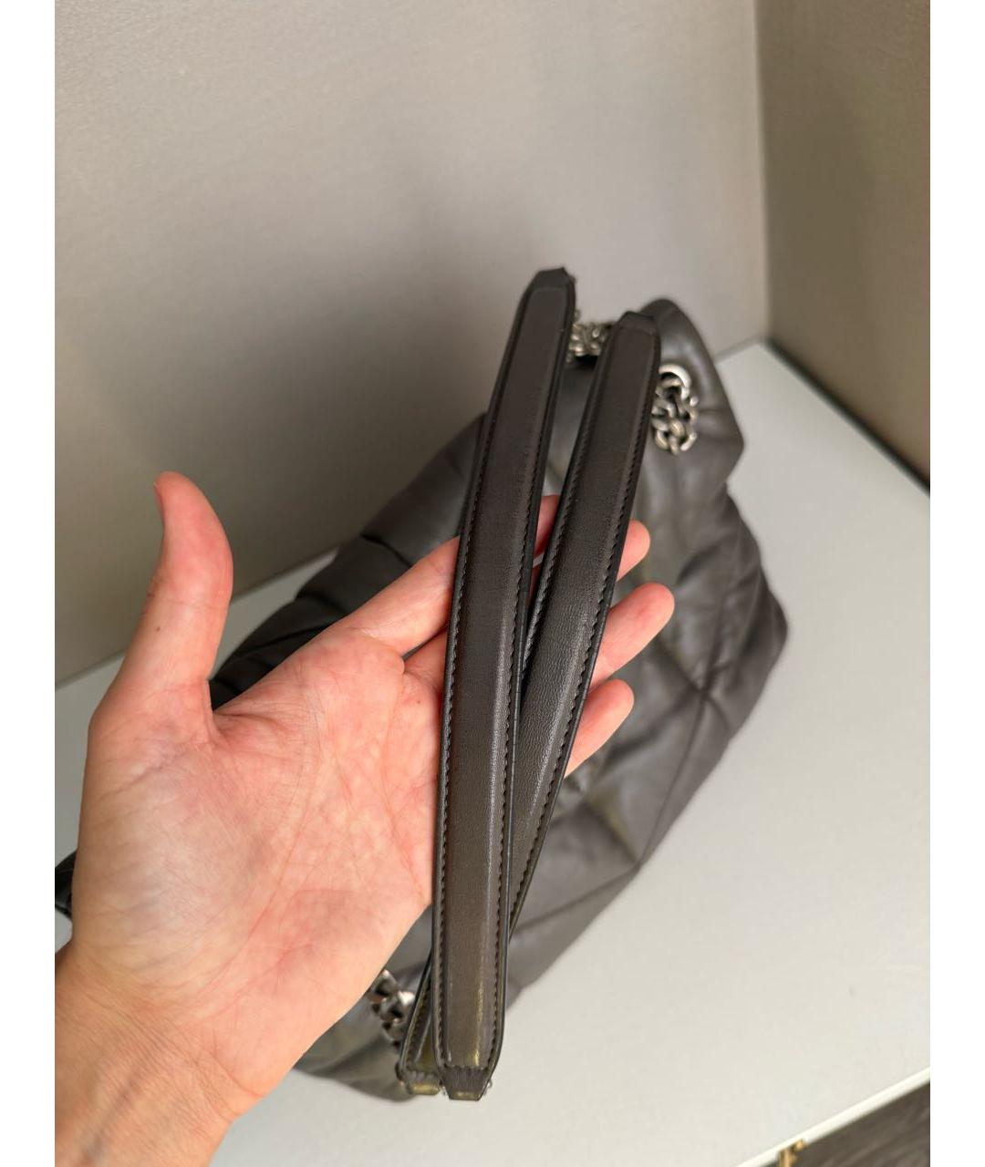 SAINT LAURENT Антрацитовая кожаная сумка через плечо, фото 5