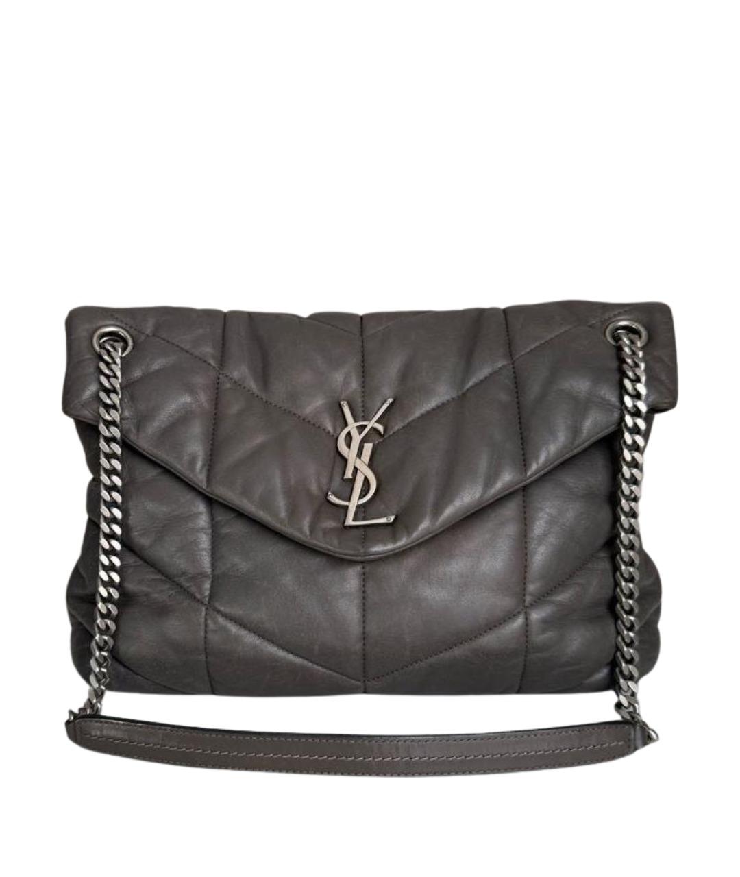 SAINT LAURENT Антрацитовая кожаная сумка через плечо, фото 1