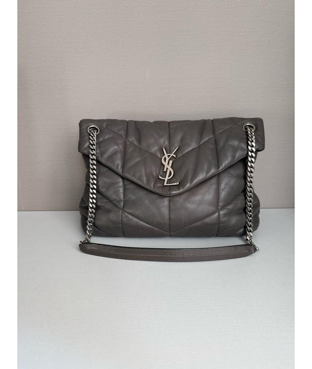 SAINT LAURENT Антрацитовая кожаная сумка через плечо, фото 9