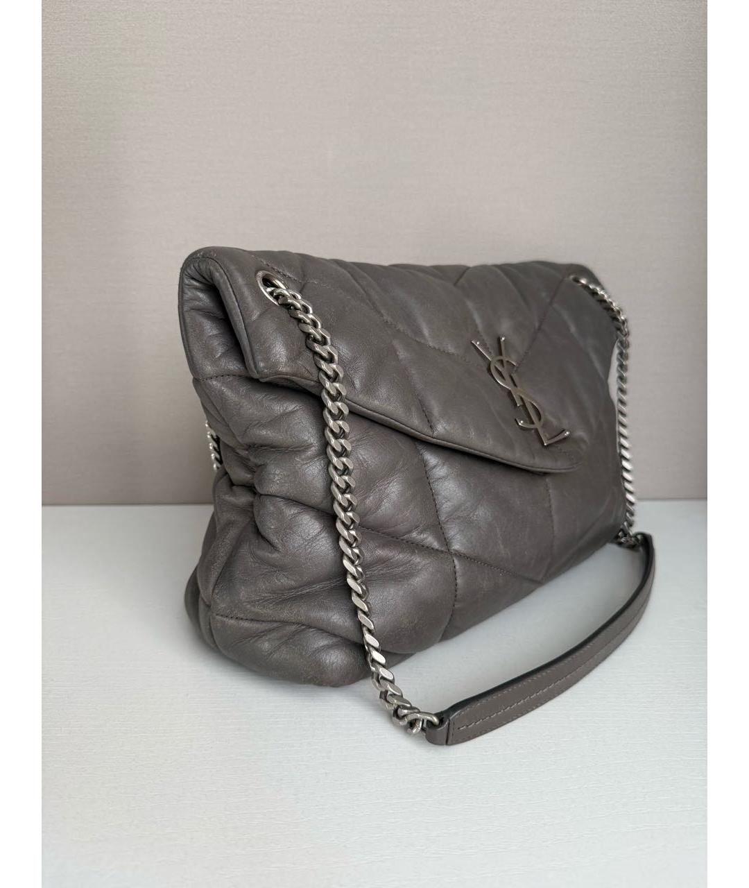 SAINT LAURENT Антрацитовая кожаная сумка через плечо, фото 2