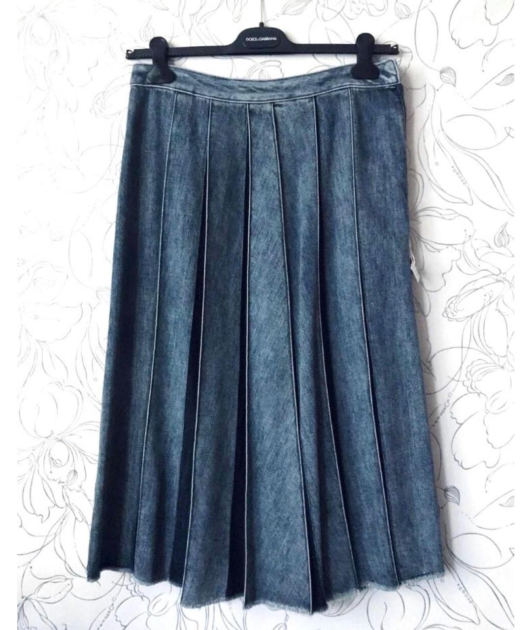 MAX&CO Темно-синяя хлопковая юбка миди, фото 4