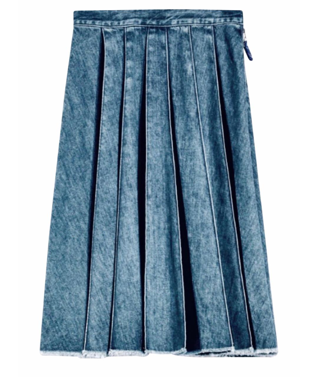 MAX&CO Темно-синяя хлопковая юбка миди, фото 1