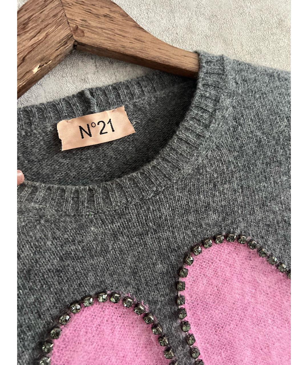 NO. 21 Серый шерстяной джемпер / свитер, фото 3