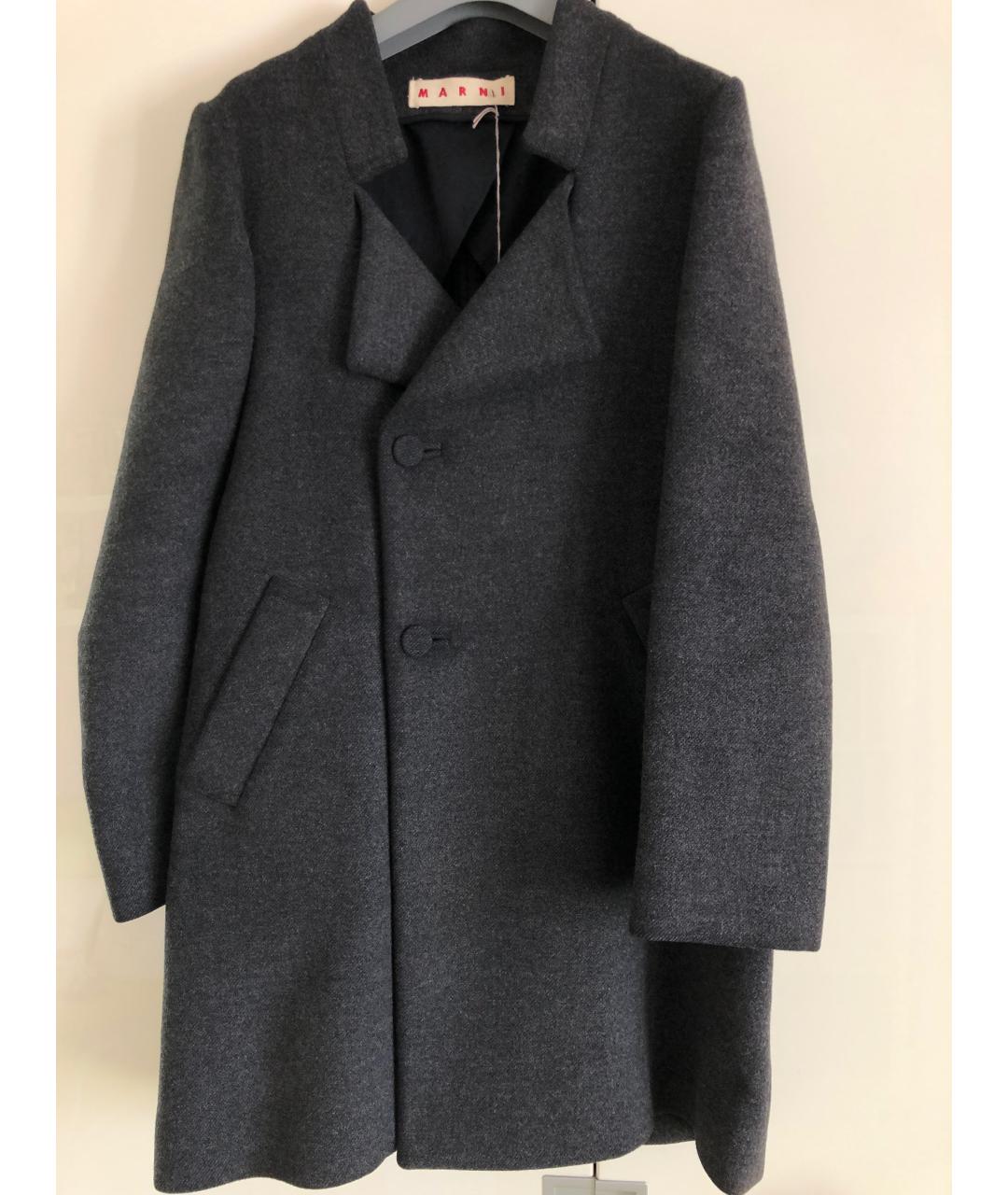 MARNI Антрацитовое шерстяное пальто, фото 7