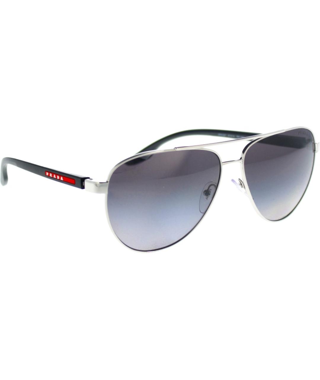PRADA Серебряные пластиковые солнцезащитные очки, фото 2