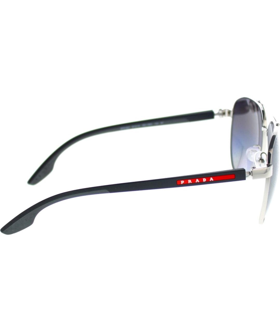 PRADA Серебряные пластиковые солнцезащитные очки, фото 3