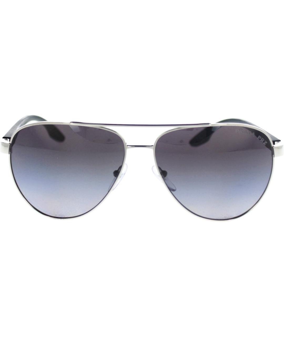 PRADA Серебряные пластиковые солнцезащитные очки, фото 1