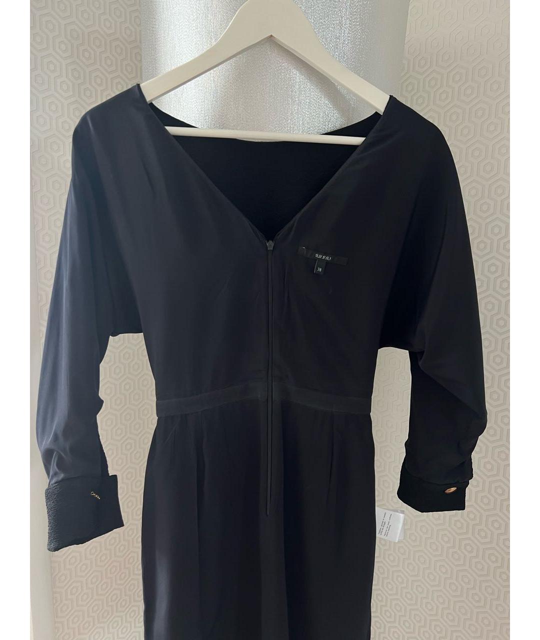 GUCCI Черное шелковое коктейльное платье, фото 3