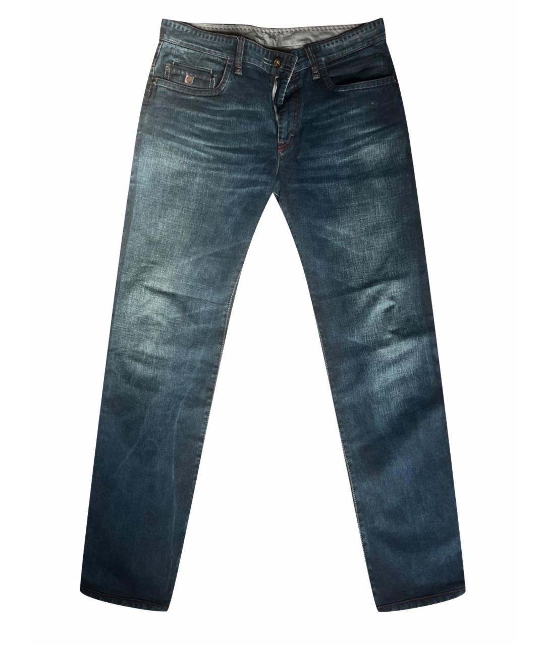 CORTIGIANI Синие хлопковые прямые джинсы, фото 1