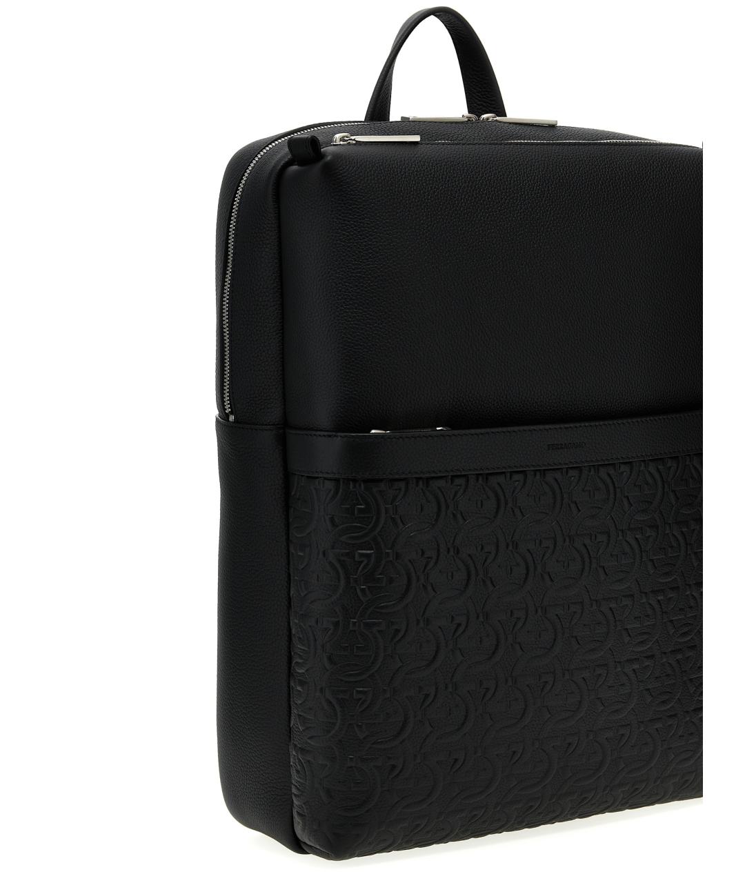 SALVATORE FERRAGAMO Черный кожаный рюкзак, фото 3