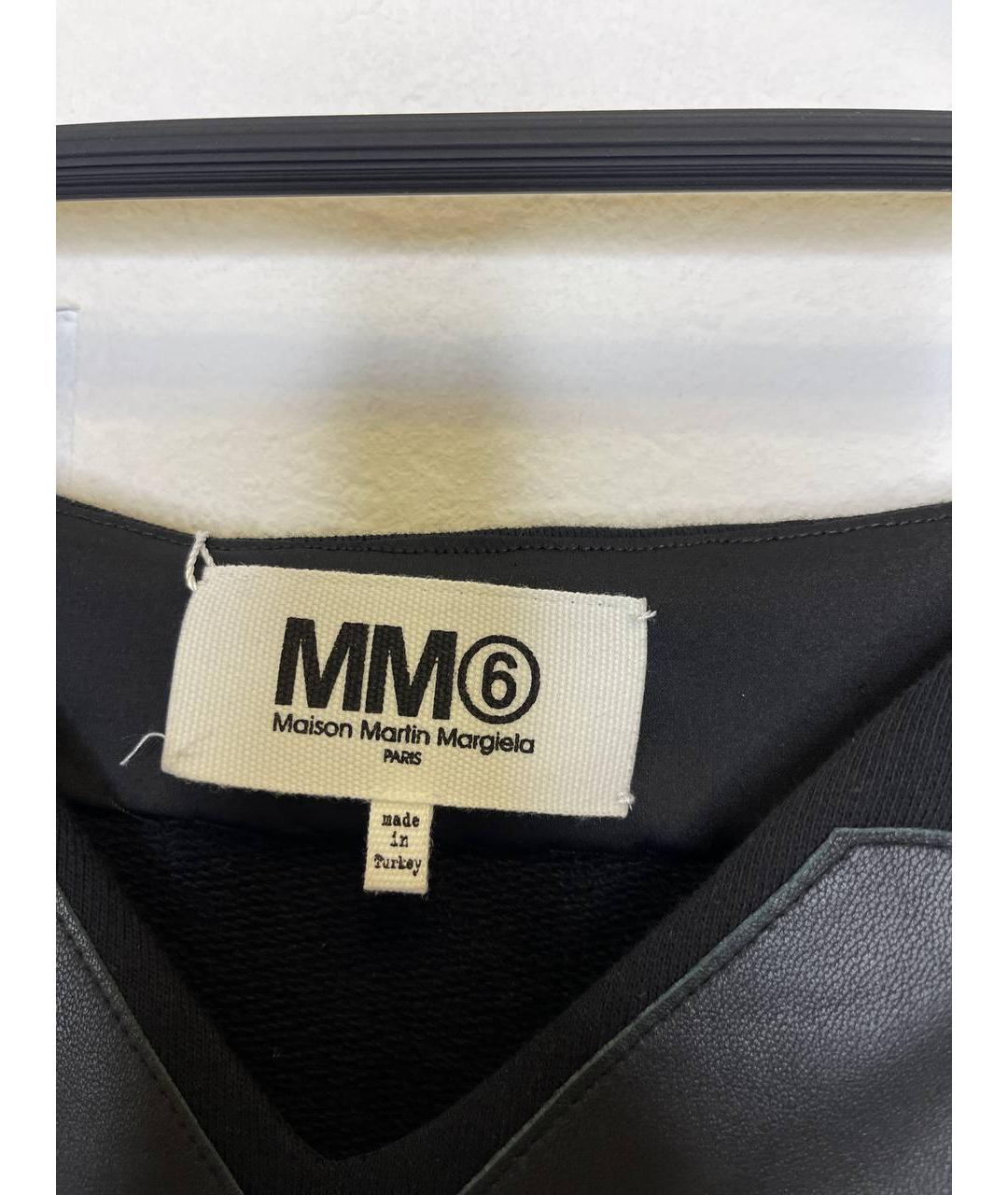 MM6 MAISON MARGIELA Черный кожаный сарафан, фото 2