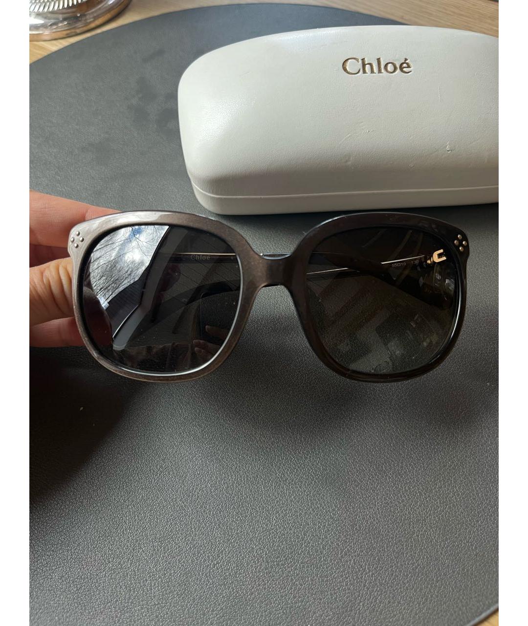 CHLOE Коричневые пластиковые солнцезащитные очки, фото 9