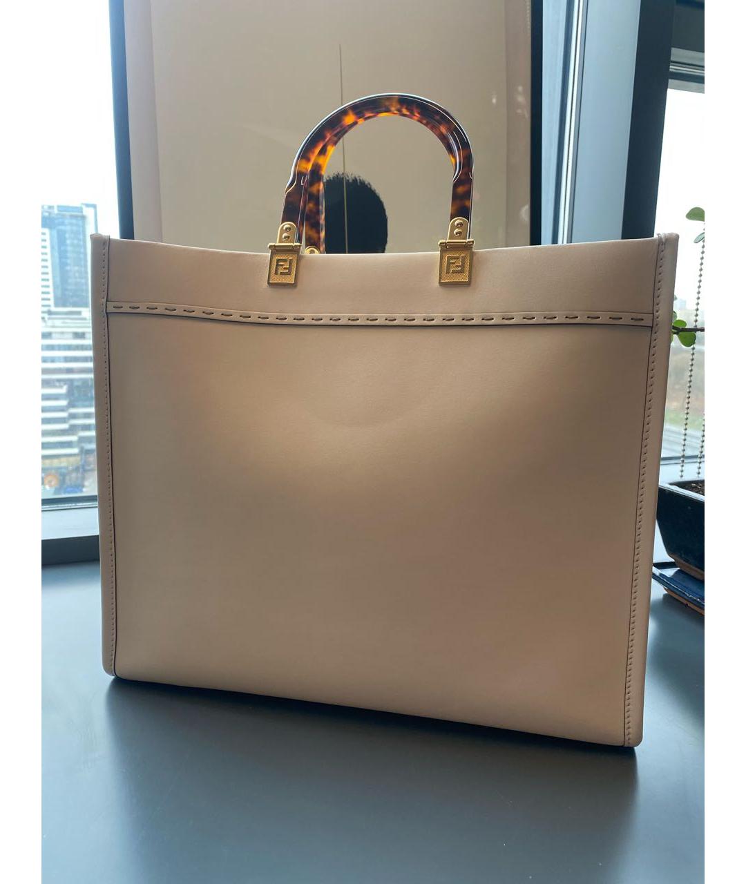 FENDI Белая кожаная сумка тоут, фото 2