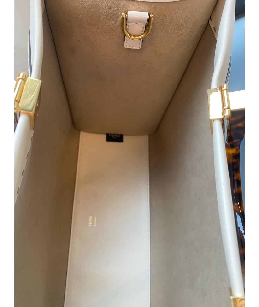 FENDI Белая кожаная сумка тоут, фото 3