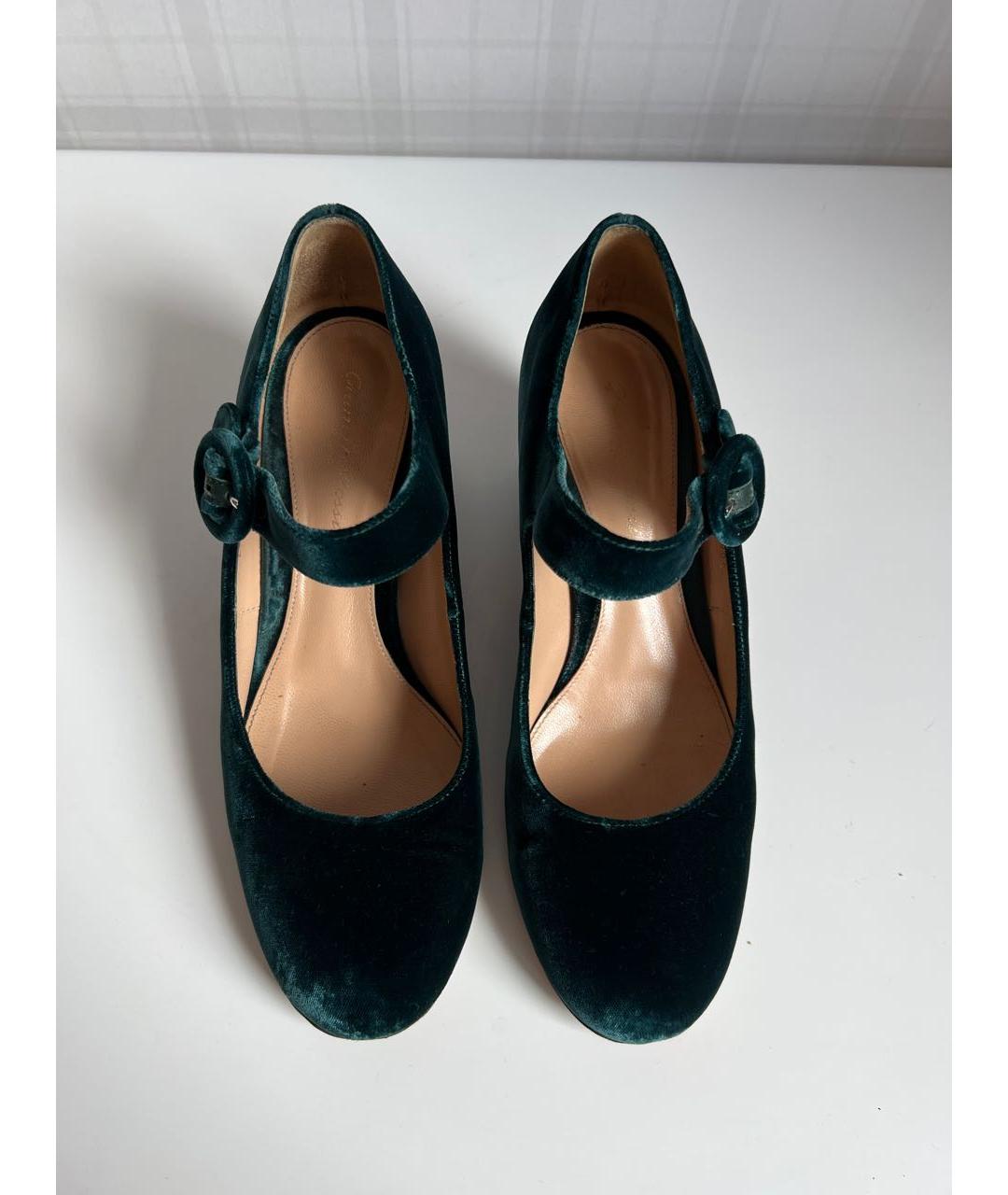 GIANVITO ROSSI Зеленые бархатные туфли, фото 2