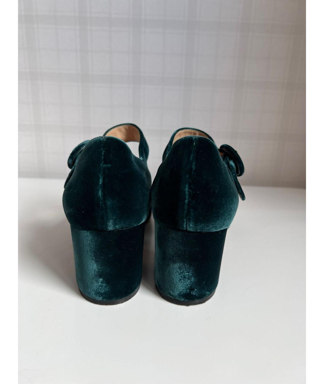 GIANVITO ROSSI Зеленые бархатные туфли, фото 4