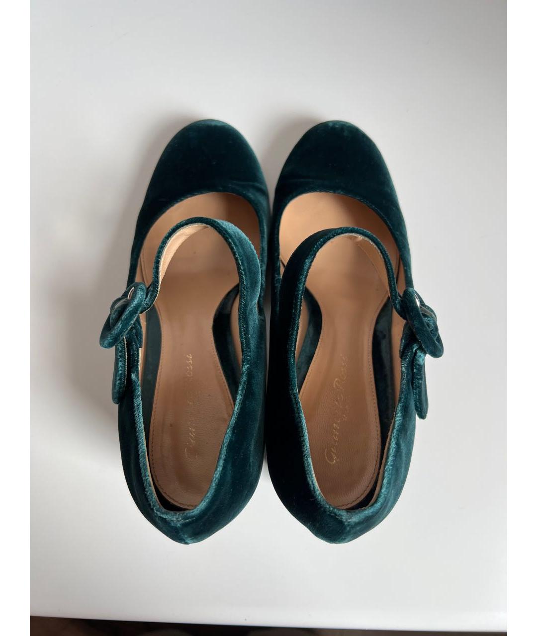 GIANVITO ROSSI Зеленые бархатные туфли, фото 3