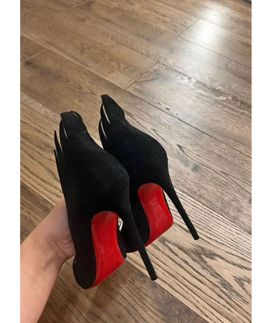 CHRISTIAN LOUBOUTIN Черные замшевые туфли, фото 3